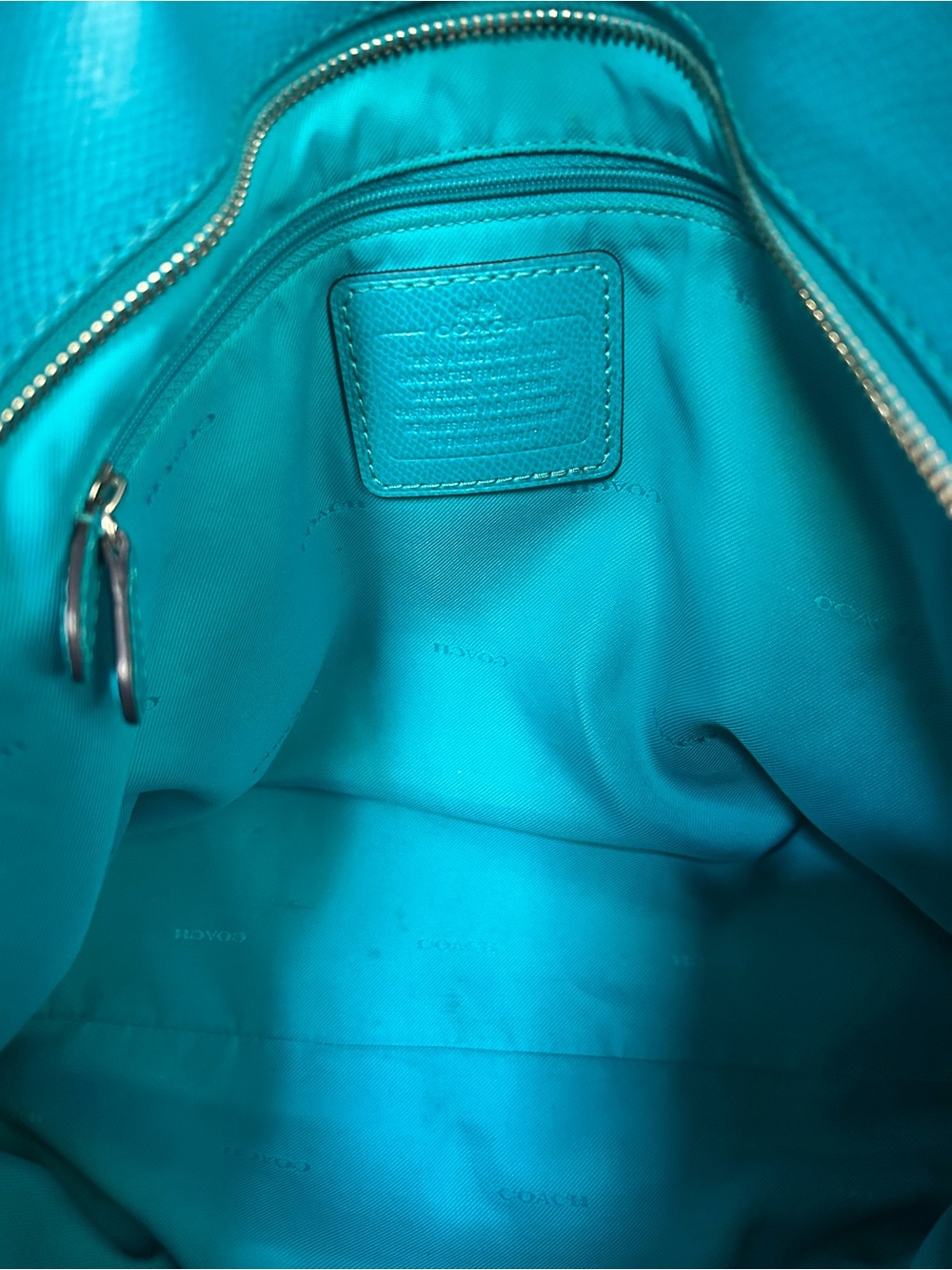 Coach Teal Leather Tote Bag - Picture 8 of 9